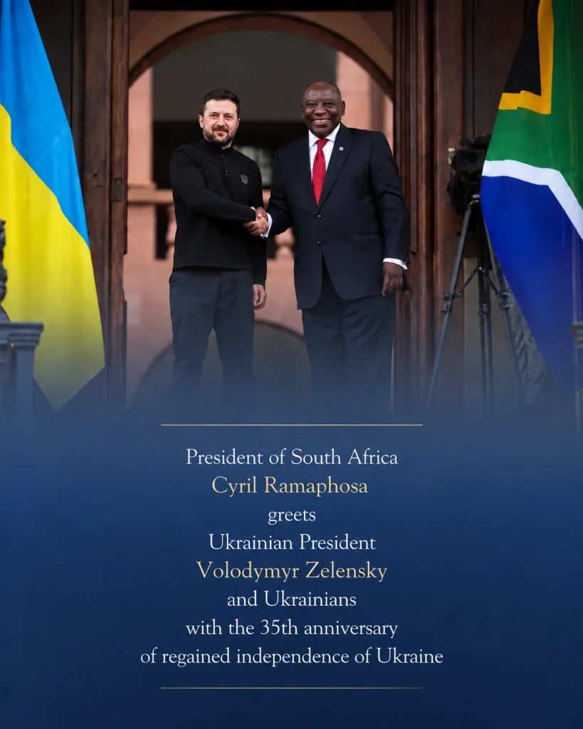 President Ramaphosa Sends Independence Day Greetings to President Zelenskyy
